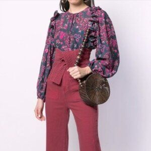 Cult Gaia Luna Bamboo Crossbody Bag, Dark Brown